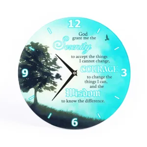 Glass Wall Clock – Serenity Prayer – 11.75 Inch