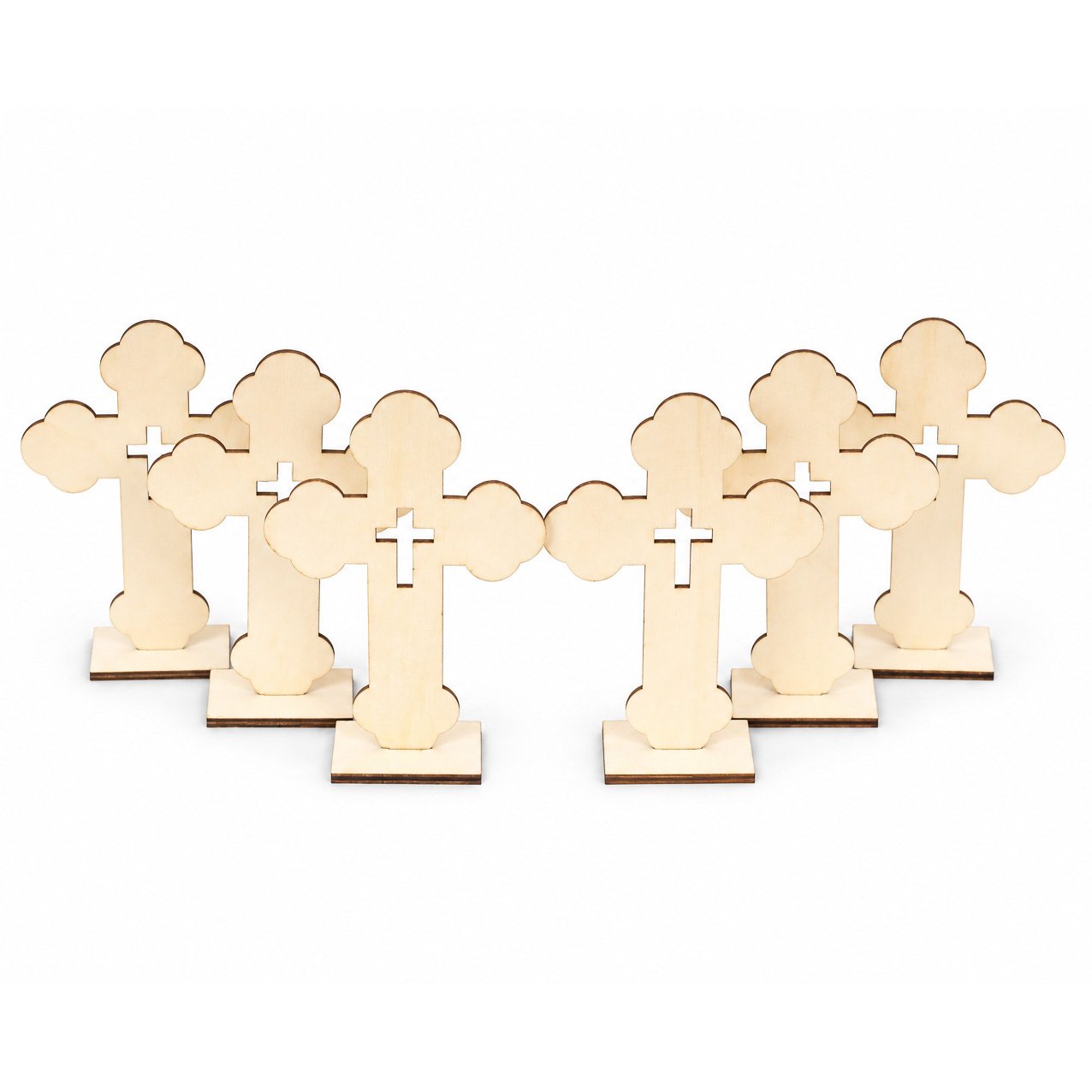 Rounded Wood Craft Cross with Stand - Pack of 6 - Image 3