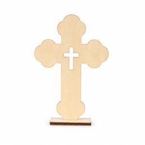 Rounded Wood Craft Cross with Stand – Pack of 6