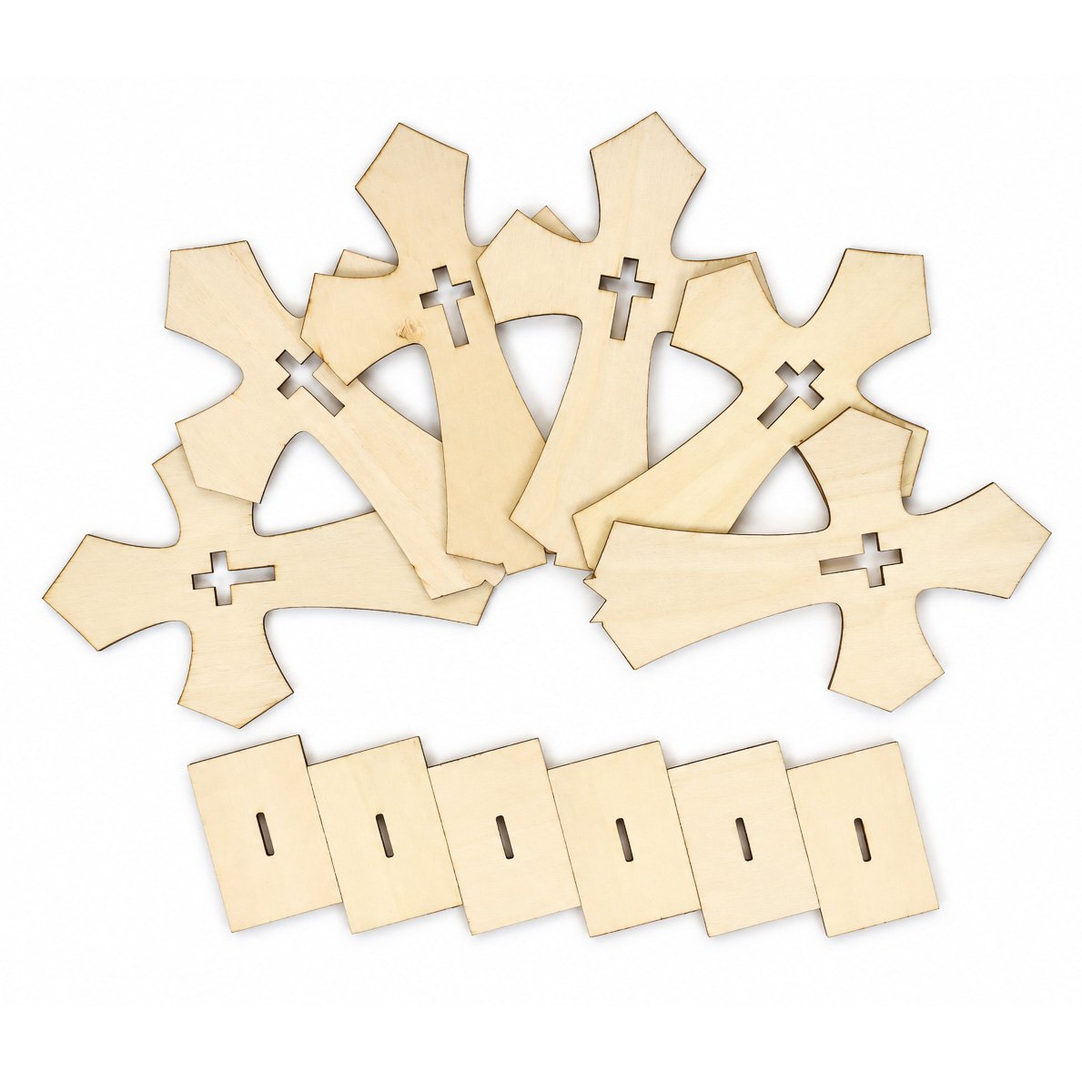 Flared Wood Craft Cross with Stand - Pack of 6 - Image 2