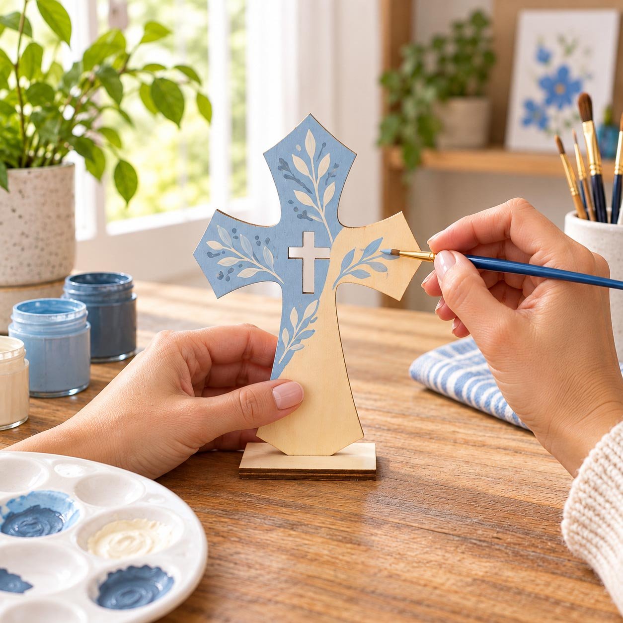 Flared Wood Craft Cross with Stand - Pack of 6 - Image 4