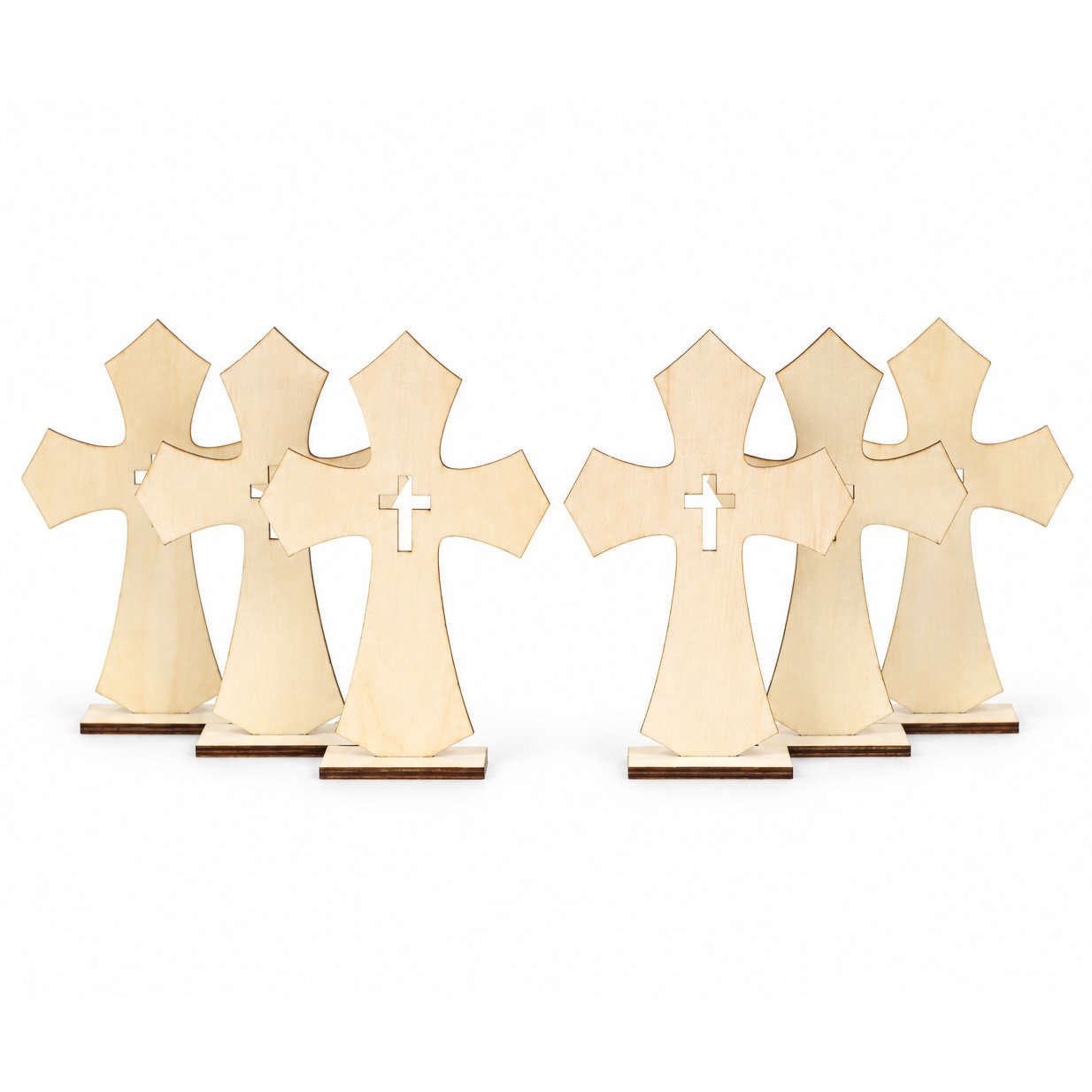 Flared Wood Craft Cross with Stand - Pack of 6 - Image 3
