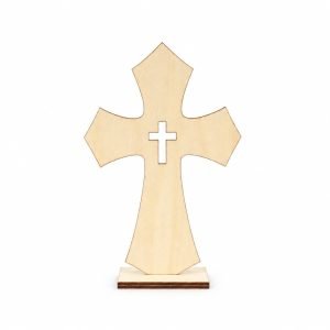 Flared Wood Craft Cross with Stand – Pack of 6