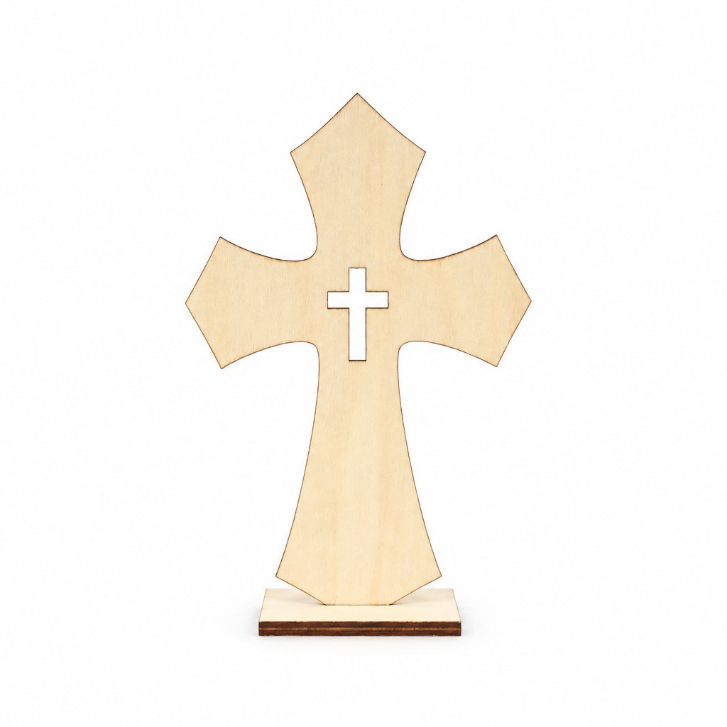 Flared Wood Craft Cross with Stand - Pack of 6