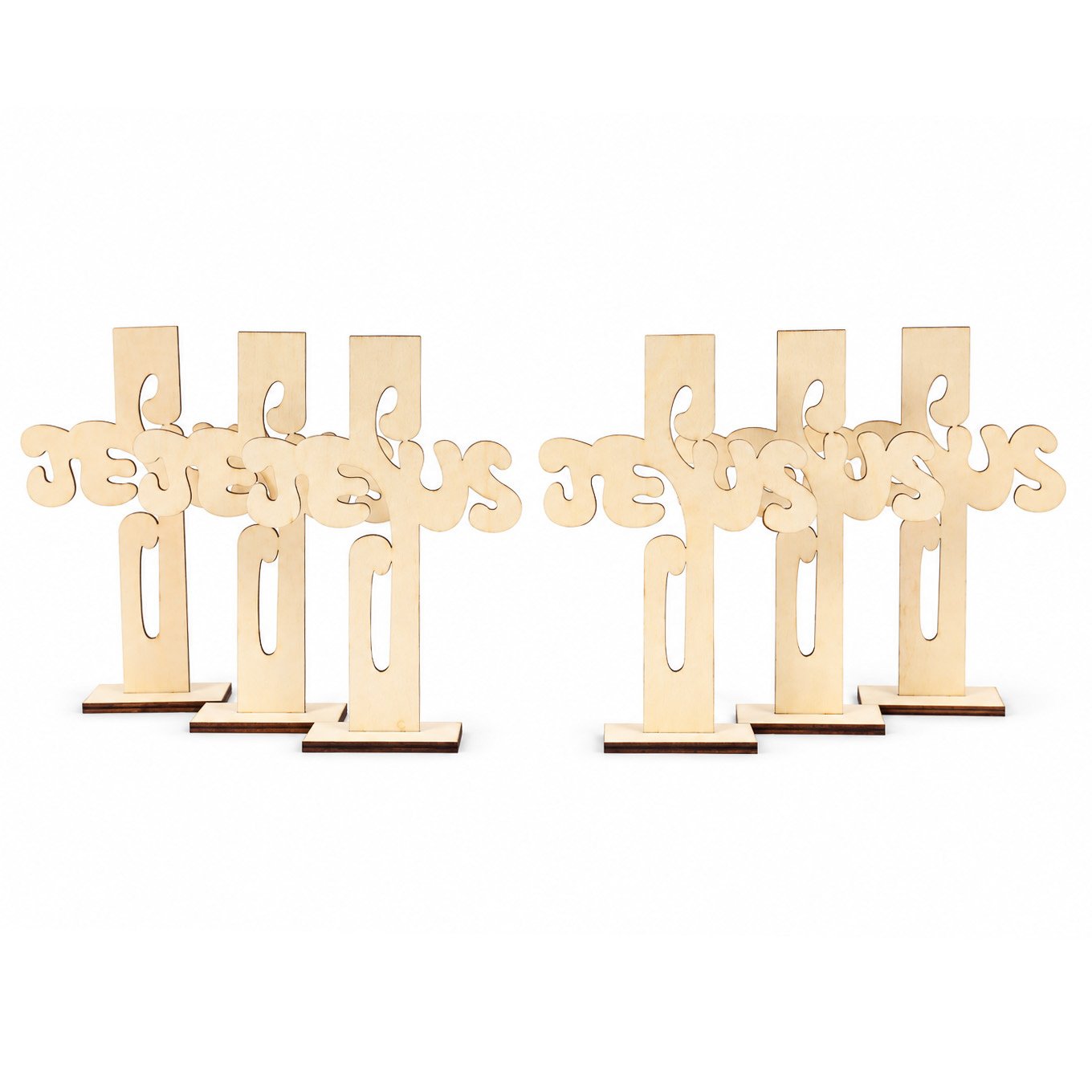 Jesus Wood Craft Cross with Stand - Pack of 6 - Image 2