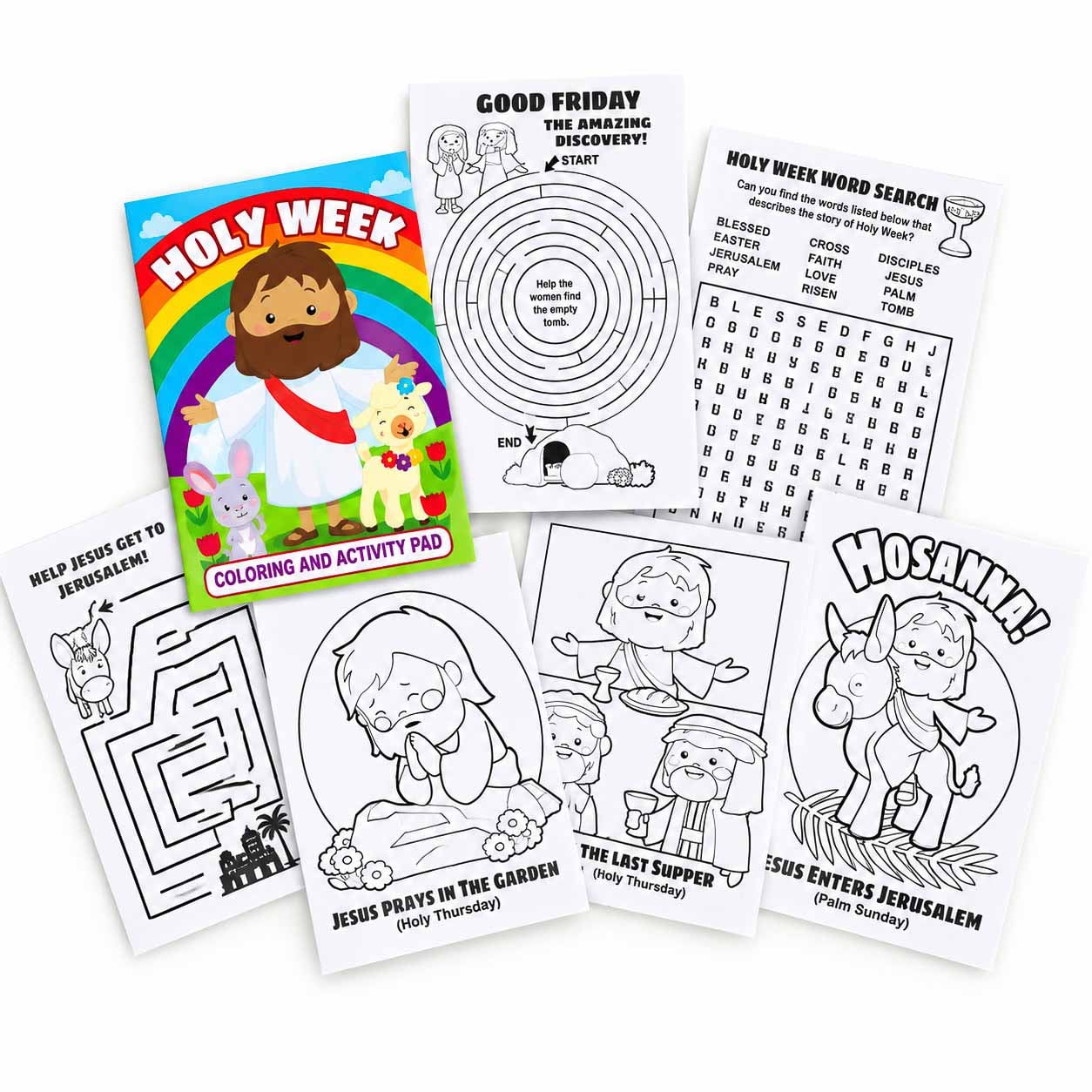 Holy Week Activity Pad - Coloring, Mazes and Word Search - Pack of 24 - Image 4