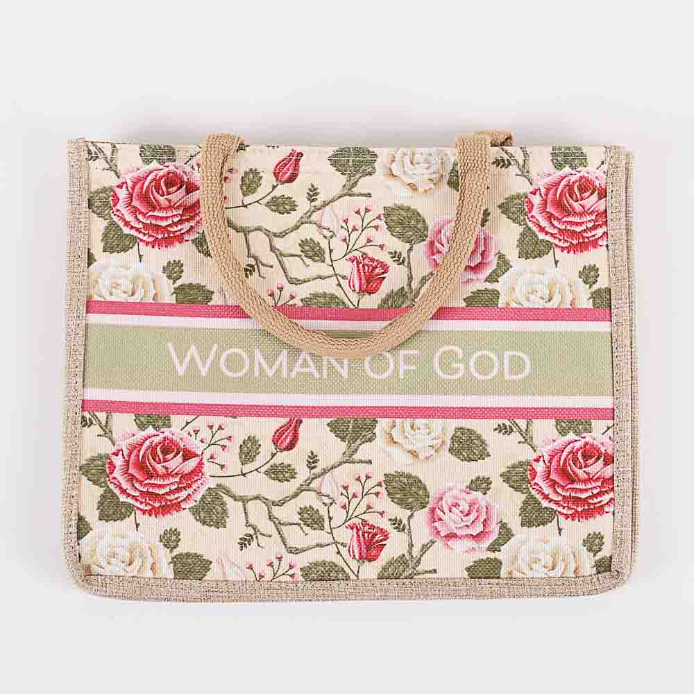 Woven Canvas Tote - Woman of God - Floral