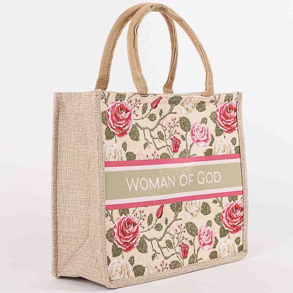 Woven Canvas Tote - Woman of God - Floral - Image 4