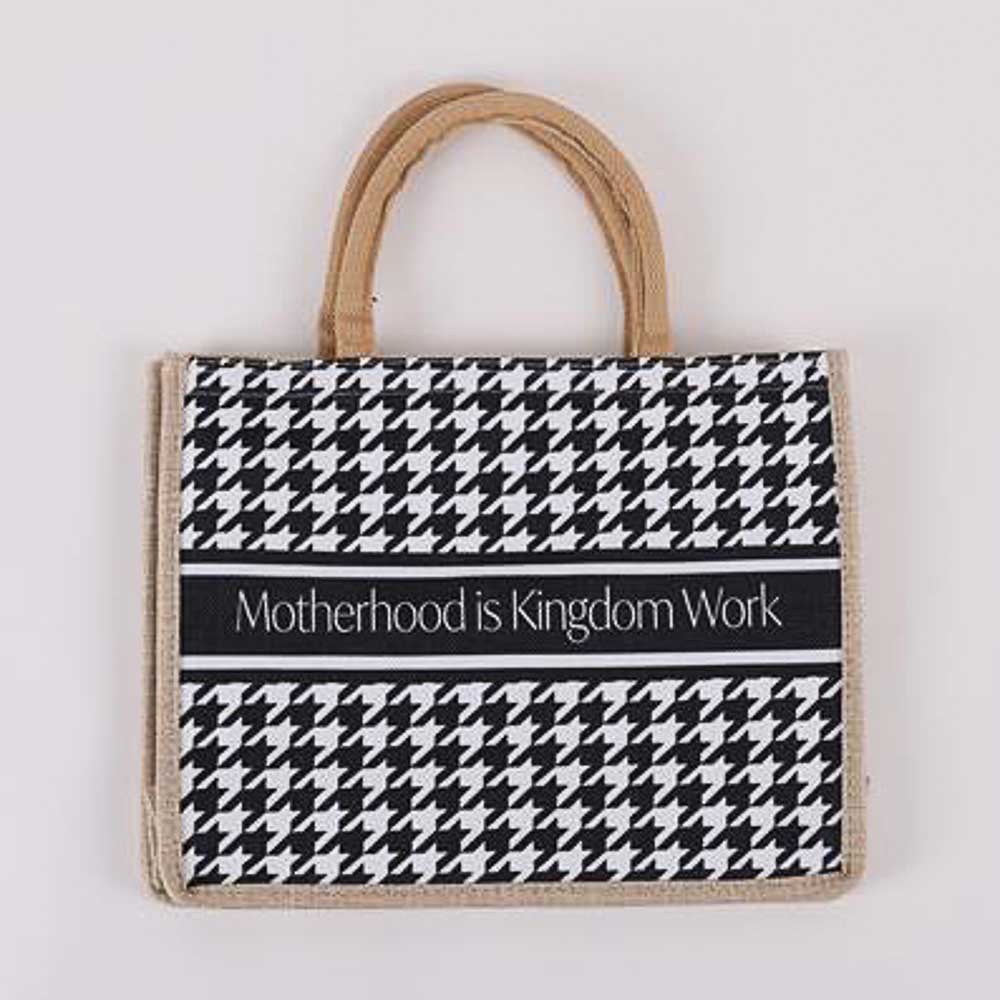 Woven Canvas Tote - Motherhood is Kingdom Work - Image 2