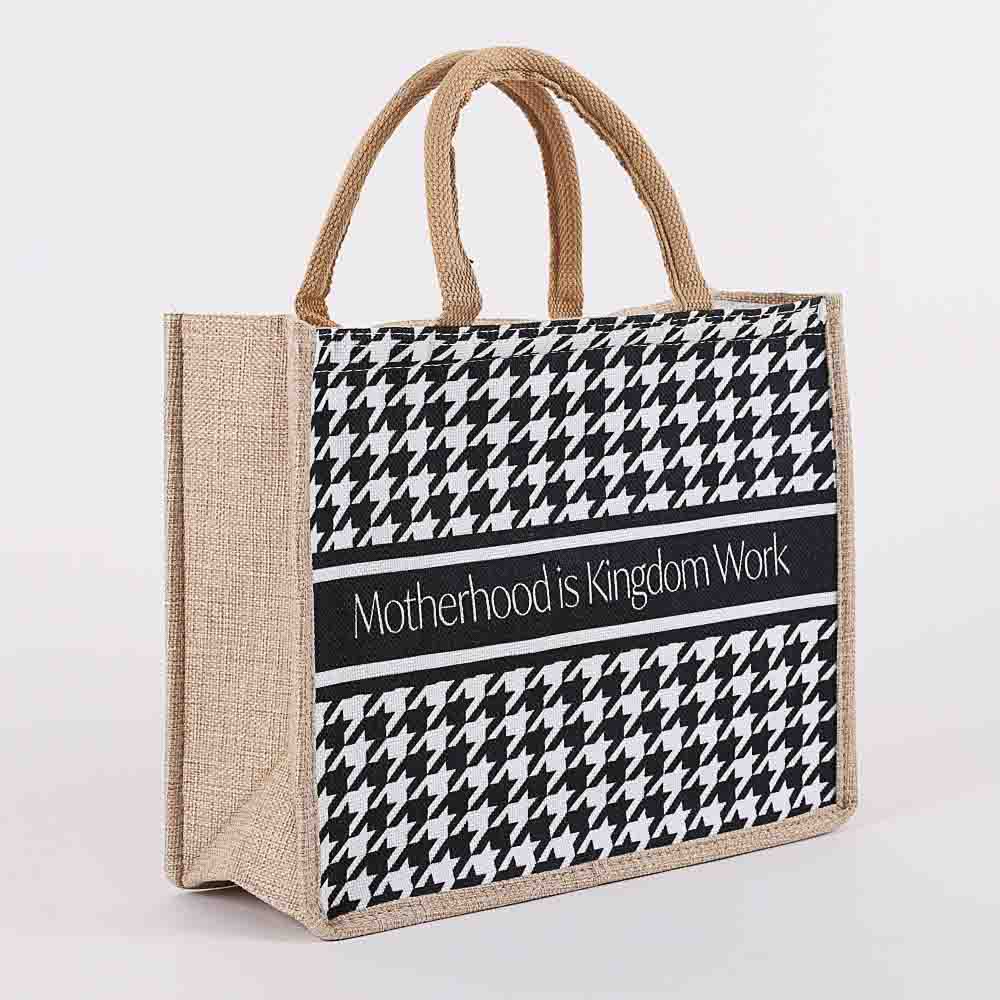 Woven Canvas Tote - Motherhood is Kingdom Work - Image 3