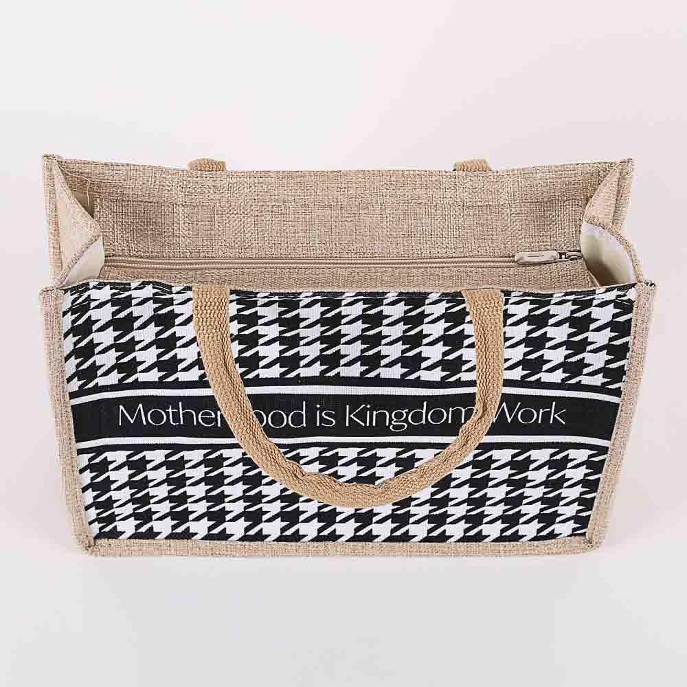 Woven Canvas Tote - Motherhood is Kingdom Work - Image 4