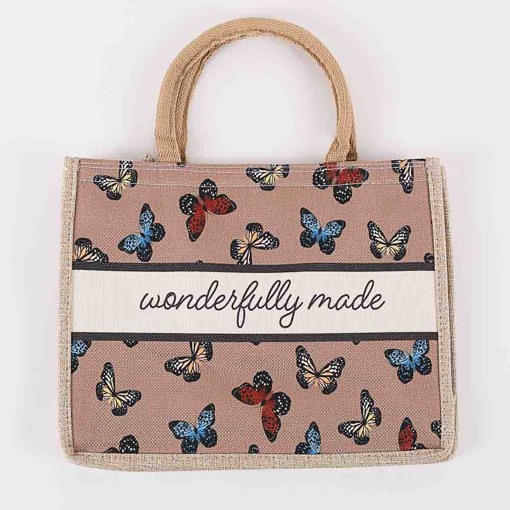 Woven Canvas Tote - Wonderfully Made - Butterflies - Image 2