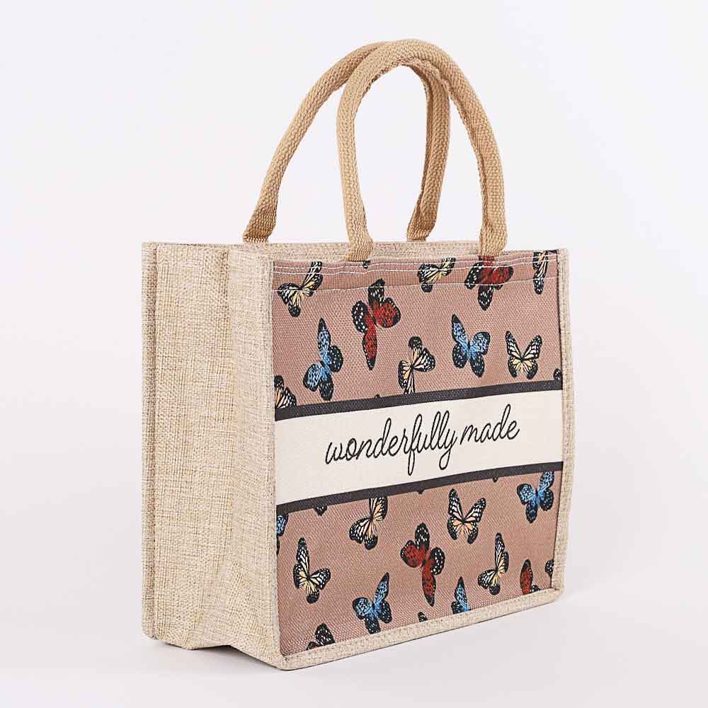Woven Canvas Tote - Wonderfully Made - Butterflies - Image 3