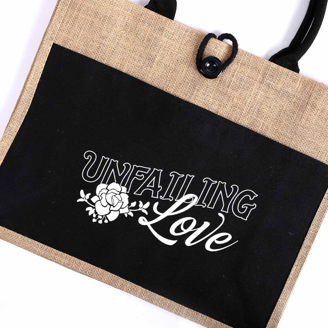 Jute Tote Bag- Unfailing Love- Swanson Christian Products