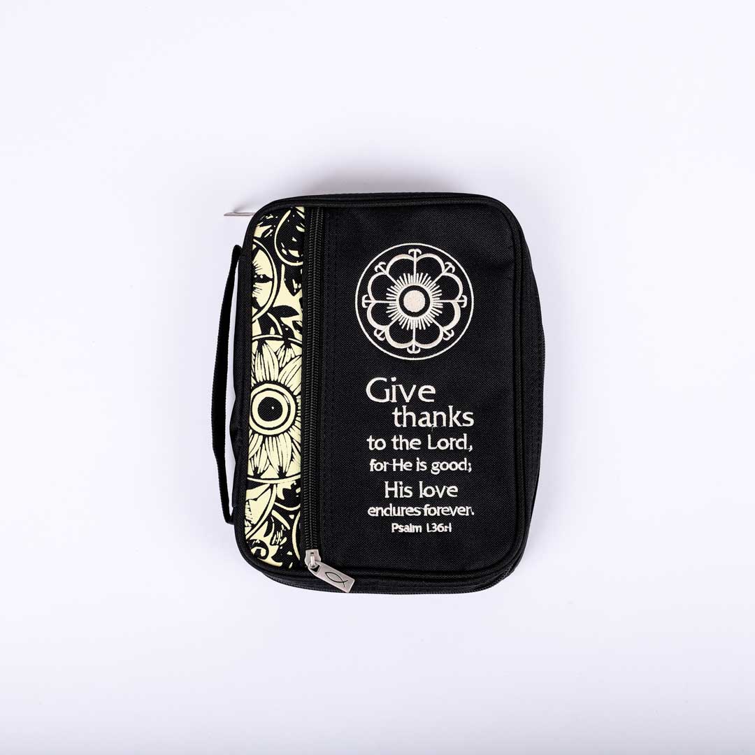 Bible Cover Canvas Give Thanks L- Swanson Christian Products