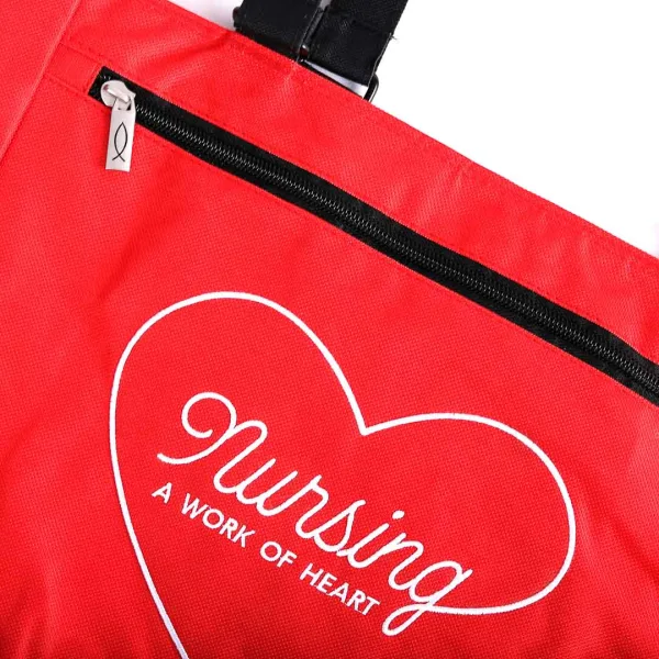 Tote bag- Nursing A Work Of Heart Red- Swanson Christian Products