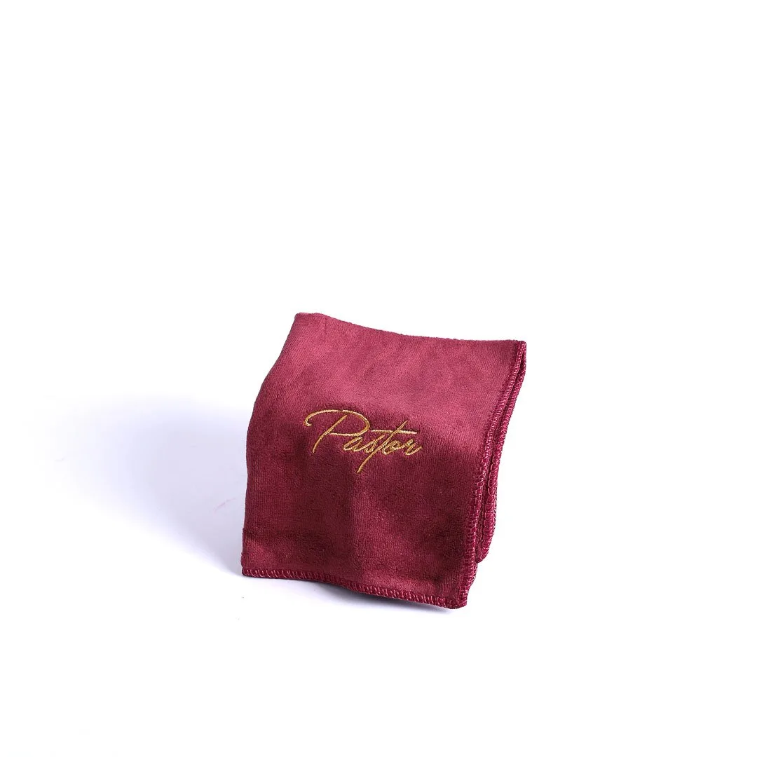 Pastor Towel - cross- Bishop Burgundy Microfiber- maroon- Swanson Christian Products