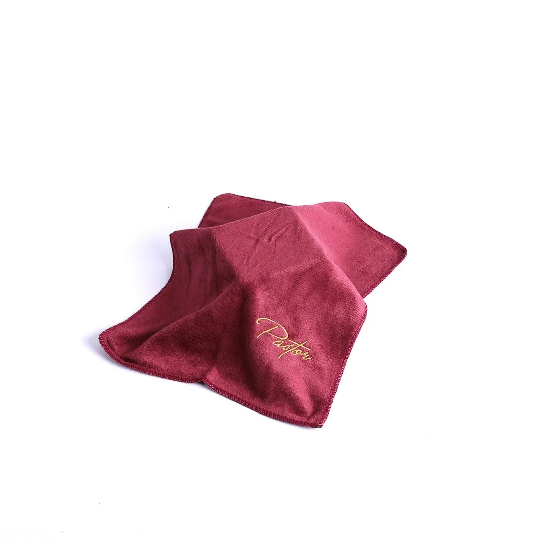 Pastor Towel - cross- Bishop Burgundy Microfiber- maroon- Swanson Christian Products