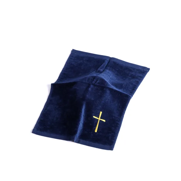 navy cotton pastor towel with cross symbol design