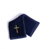 navy cotton pastor towel with cross symbol design