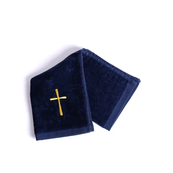 navy cotton pastor towel with cross symbol design