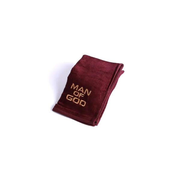 burgundy cotton pastor towel with "man of God"written on it