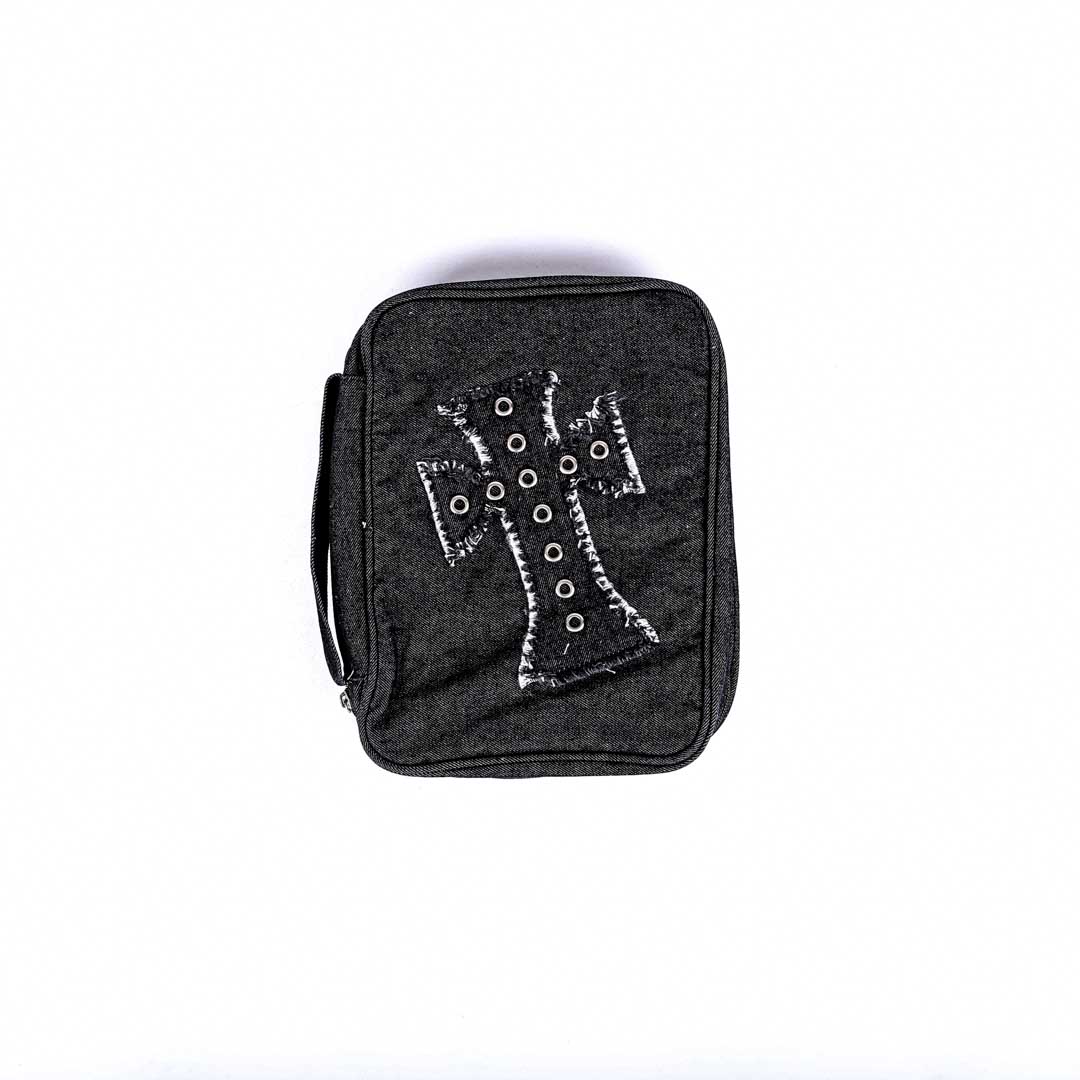 Bible Cover Canvas W/ Grommets Black M- Swanson Christian Products