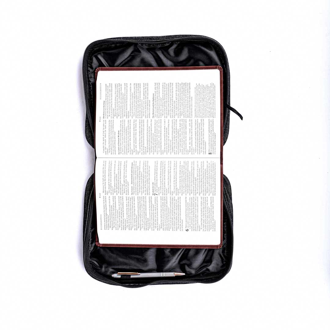 Bible Cover Canvas W/ Grommets Black M- Swanson Christian Products