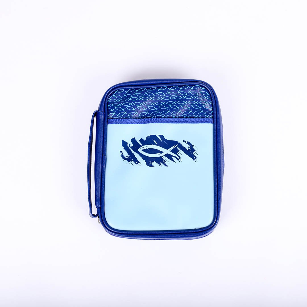Bible Cover Imitation Leather Swash Fish- Blue- Swanson Christian Products
