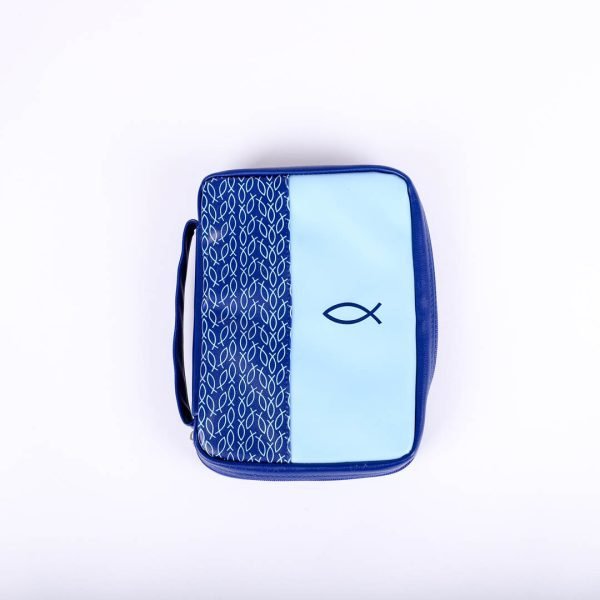 Bible Cover Imitation Leather Multiple Fish- Blue- Swanson Christian Products