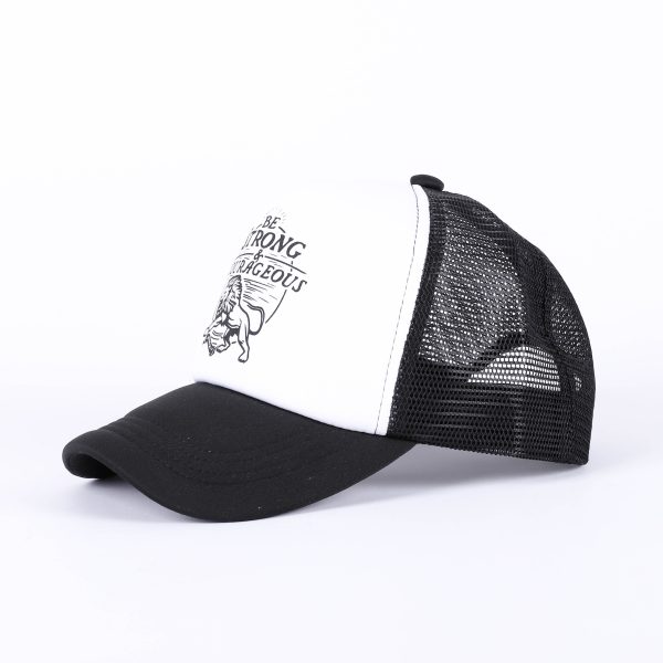 Trucker Hat - "Strong & Courageous" Black & White - Swanson Christian Products