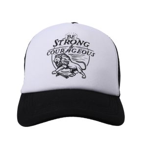 Trucker Hat – “Strong & Courageous” Black & White