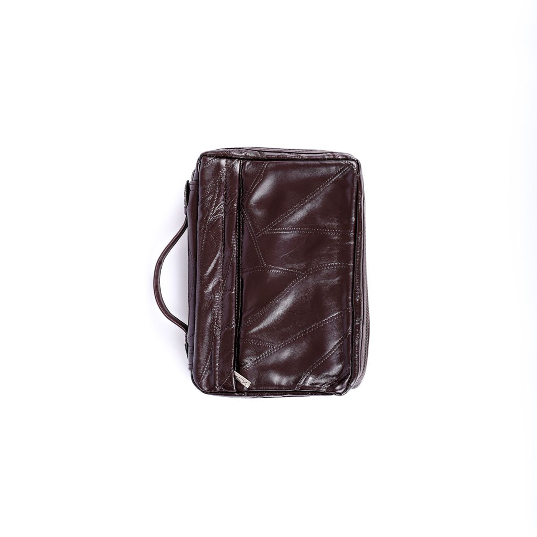 Bible Cover- Patchwork- Brown- Leather- Swanson Christian Products