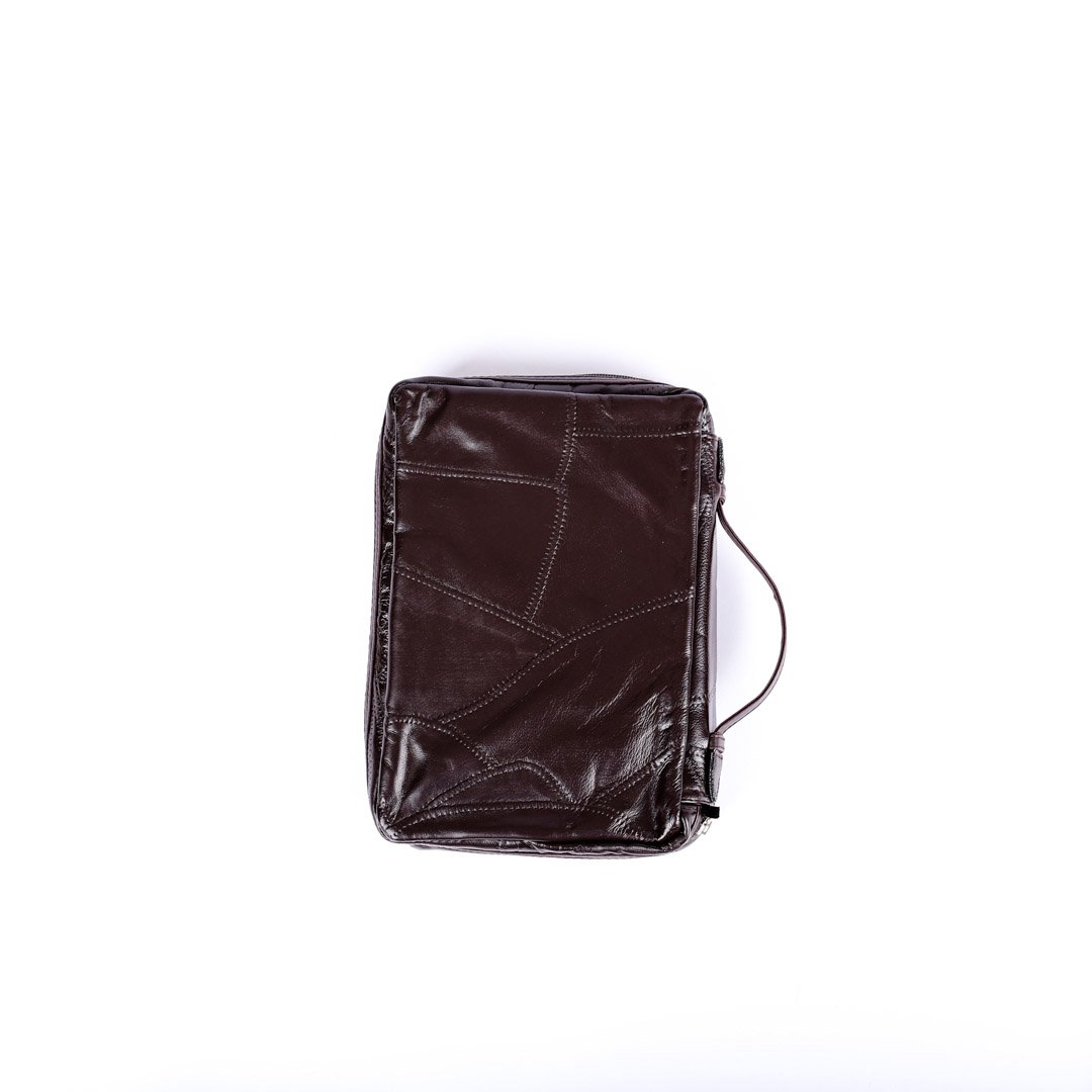 Bible Cover- Patchwork- Brown- Leather- Swanson Christian Products