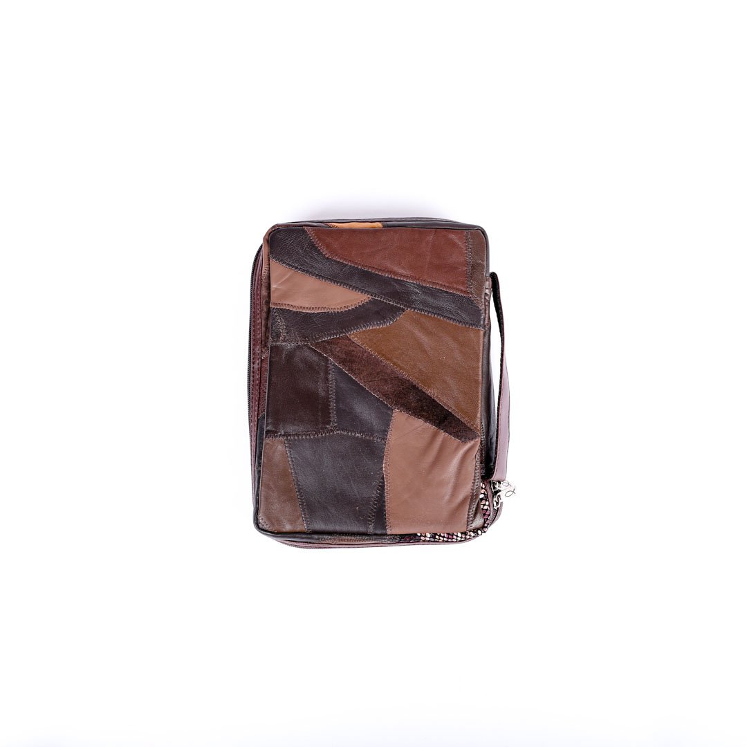 Bible Cover - Patchwork Leather - Brown - L | Sanson Christian Products