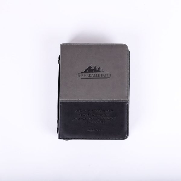 Imitation Leather Unshakable Faith Grey/Black L - Swanson Christian Products