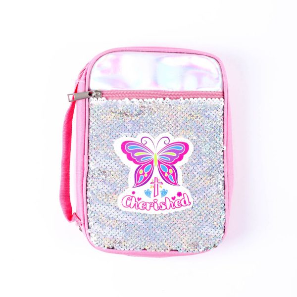 Canvas Bible Cover with Reversible Sequins - Cherished - M | Swanson Christian Products