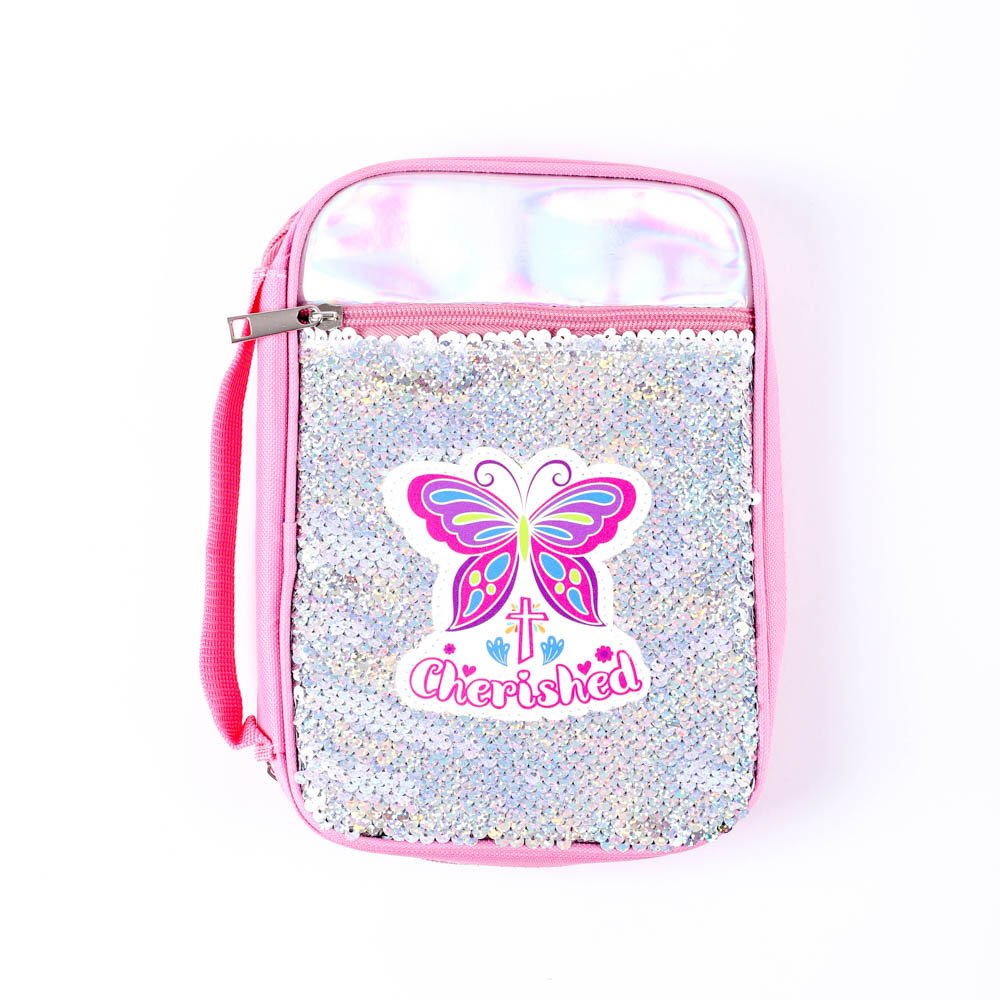 Canvas Bible Cover with Reversible Sequins - Cherished - M | Swanson Christian Products