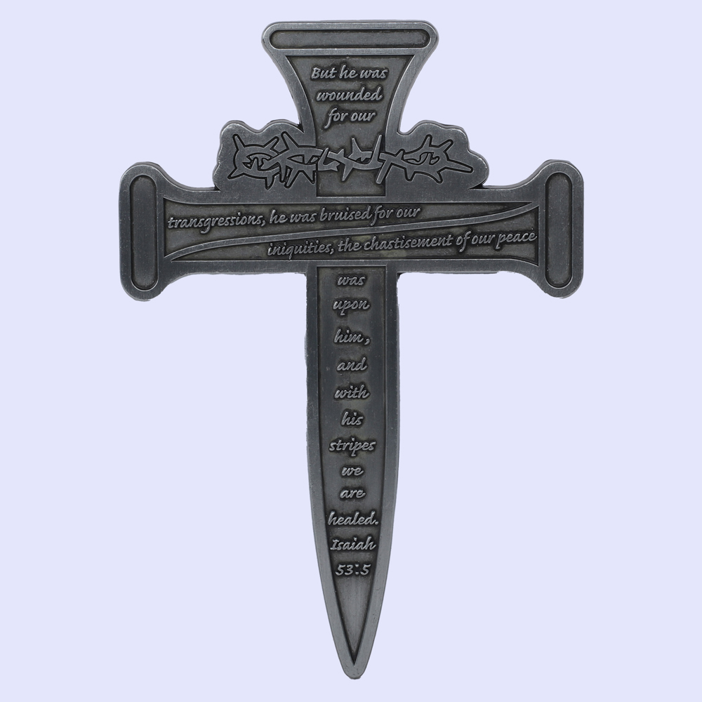Wall Cross - Nail Cross with Thorns - Isaiah 53:5