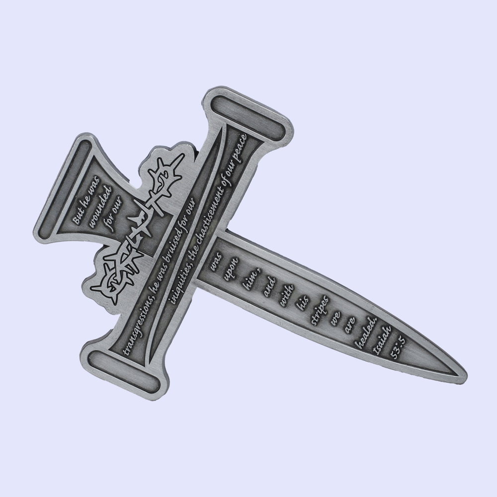 Wall Cross - Nail Cross with Thorns - Isaiah 53:5 - Image 3