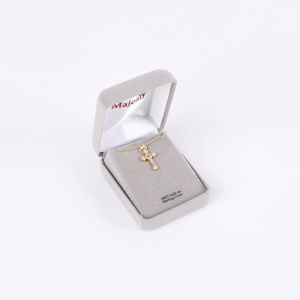 Necklace - Sterling Silver - Ornate Cross - 18" Gold with Silver - Swanson Christian Products