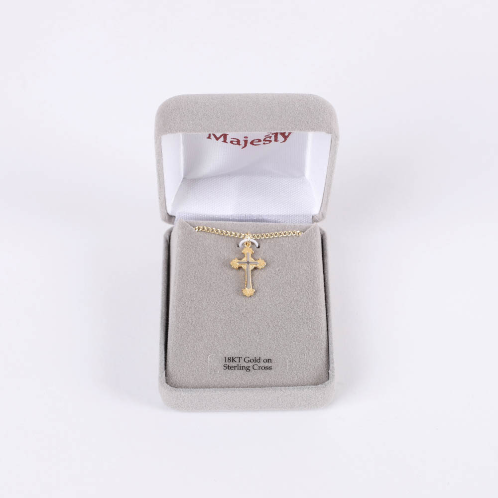 Necklace - Sterling Silver - Ornate Cross - 18" Gold with Silver - Swanson Christian Products