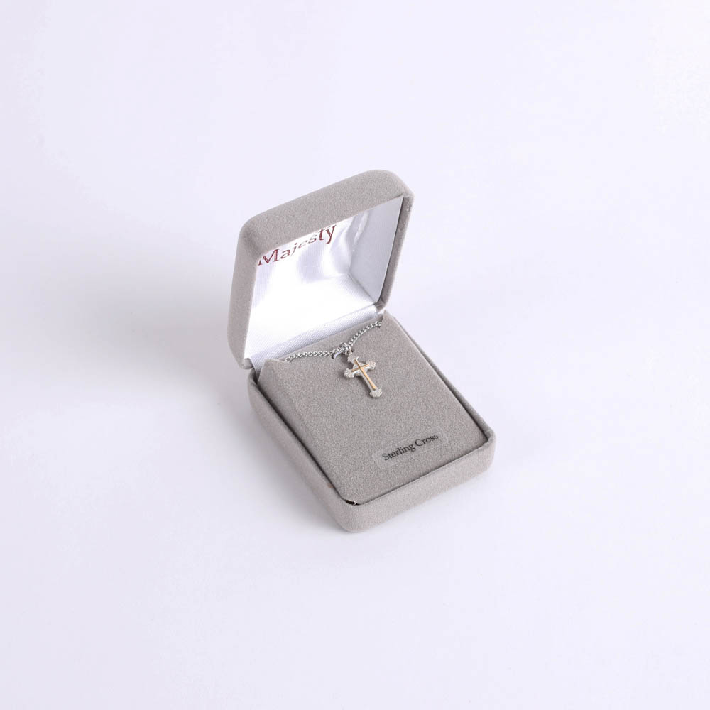 Necklace - Sterling Silver - Ornate Cross - 18" Silver with Gold - Swanson Christian Products