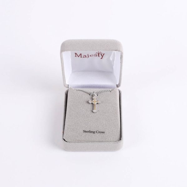 Necklace - Sterling Silver - Ornate Cross - 18" Silver with Gold - Swanson Christian Products