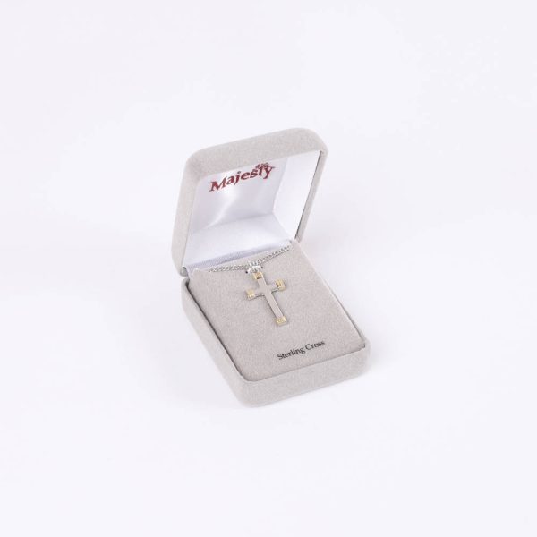 Necklace - Sterling Silver - Cross with Gold Rope Wrapped Tips - 18" Silver - Swanson Christian Products
