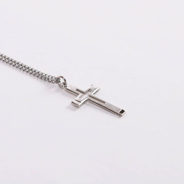 Necklace - Sterling Silver - Outlined Cross with Brushed Silver - 18" Silver - Swanson Christian Products