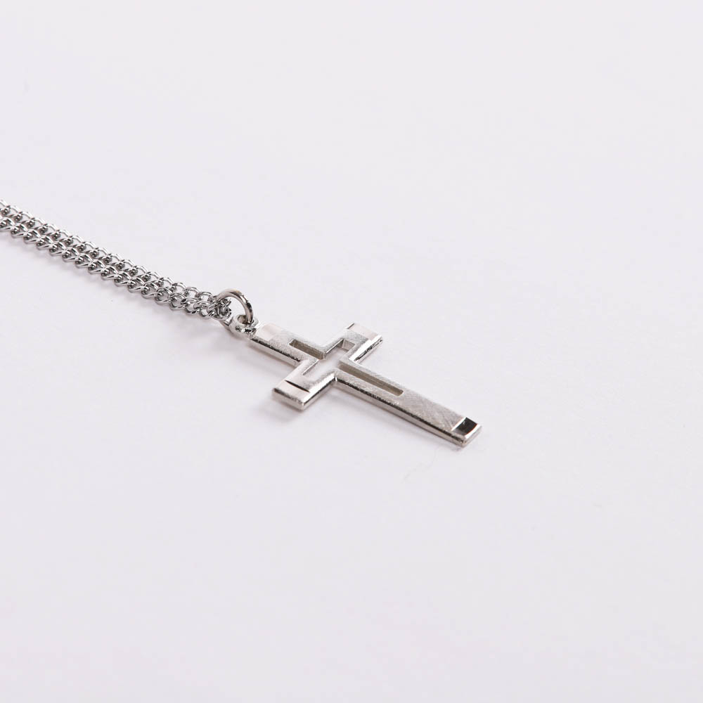 Necklace - Sterling Silver - Outlined Cross with Brushed Silver - 18" Silver - Swanson Christian Products
