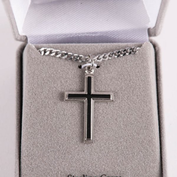 Necklace - Sterling Silver - Epoxy Filled Cross - 24" Silver - Swanson Christian Products