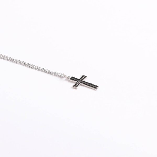 Necklace - Sterling Silver - Epoxy Lined Cross - 18" Silver - Swanson Christian Products