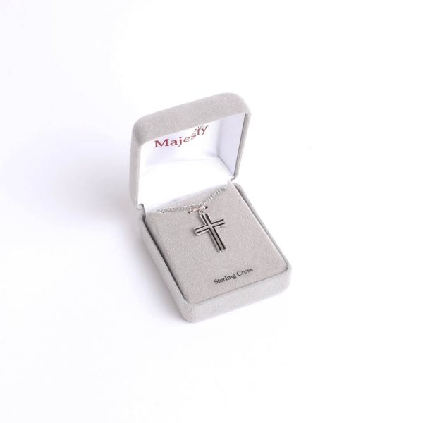 Necklace - Sterling Silver - Epoxy Lined Cross - 18" Silver - Swanson Christian Products